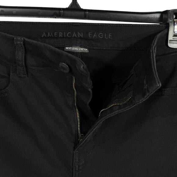 American Eagle SZ 10 Curvy Hi-Rise Jeggings Jeans Stretch Zip-Fly Pockets Black - Picture 3 of 11